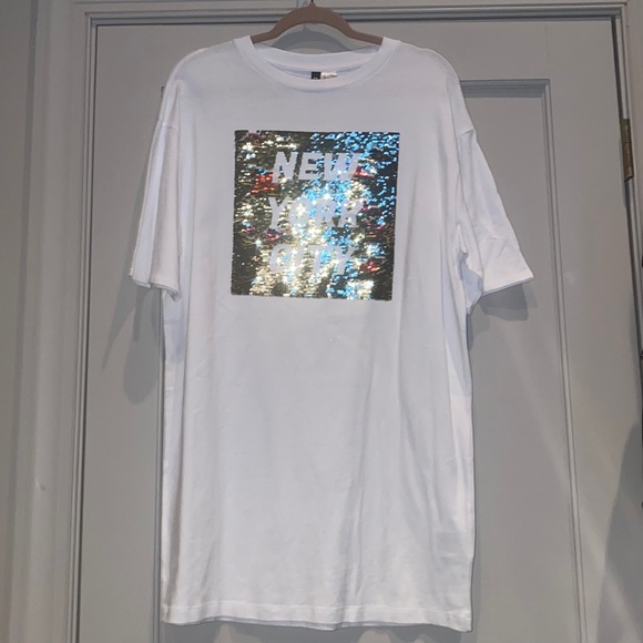 NWT White Oversized NYC T Shirt / Dress - Picture 7 of 7